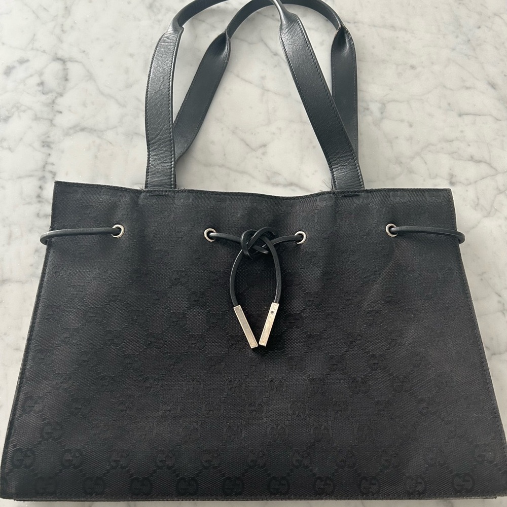 Vintage Black Gucci GG monogram Jackie tote from 1997 Tom Ford Collection